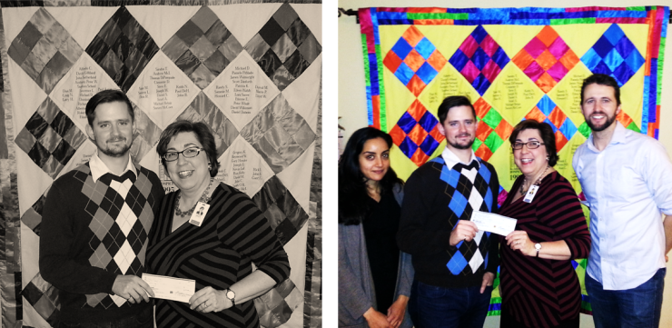 President and chameleon Trevor Dell presenting Casey House with a well-deserved donation on behalf of RCTS (left).  RCTS members joining in the fun, although less camouflaged (right).